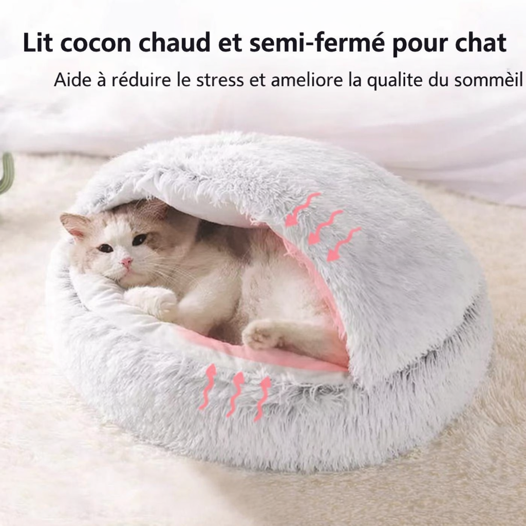 Lit cocon ultra doux et chaud pour chat