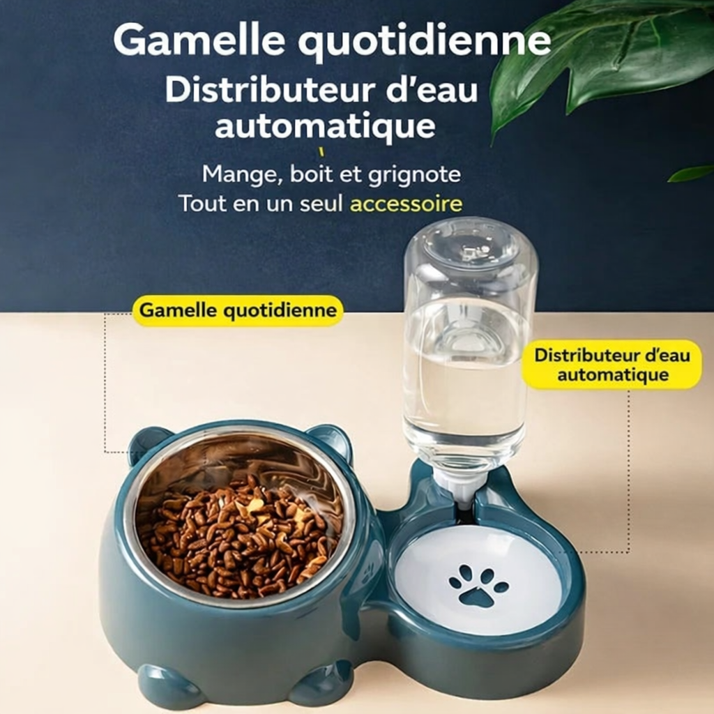 Gamelle pour chat avec distributeur d’eau automatique