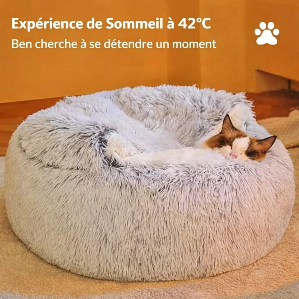 Lit cocon ultra doux et chaud pour chat