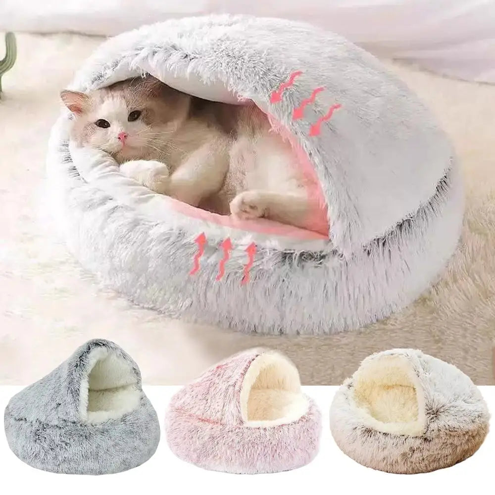 Lit cocon ultra doux et chaud pour chat